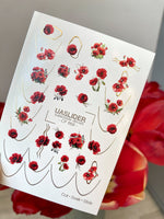 Poppy Nail Decals — Red Poppies with Gold Foil Line Art | CF - 868 - UASLIDER