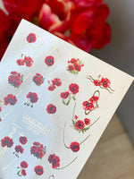 Poppy Nail Decals — Red Poppies with Gold Foil Line Art | CF - 868 - UASLIDER
