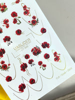 Poppy Nail Decals — Red Poppies with Gold Foil Line Art | CF - 868 - UASLIDER