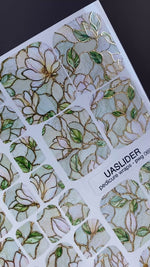 Magnolia Pedicure Nail Wraps — Gold Foil Botanical | pwg-069