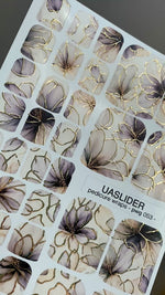 Smoky Floral Pedicure Wraps — Gold Foil | pwg-053