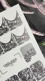 Lace Nail Decals — Black Floral & Mesh Full Cover | 773