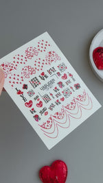 Love Text & Heart Nail Decals — XOXO Gold Foil Valentine | CF-801