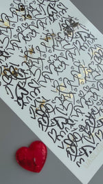 Graffiti Heart Nail Decals — Sketch Doodle with Gold Foil | CF-808