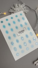 Snowflake Glow Nail Decals — Blue Gradient Silver Foil | CF-792