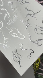 Branch & Leaf Silhouette Nail Decals — Silver Foil | Fs-287