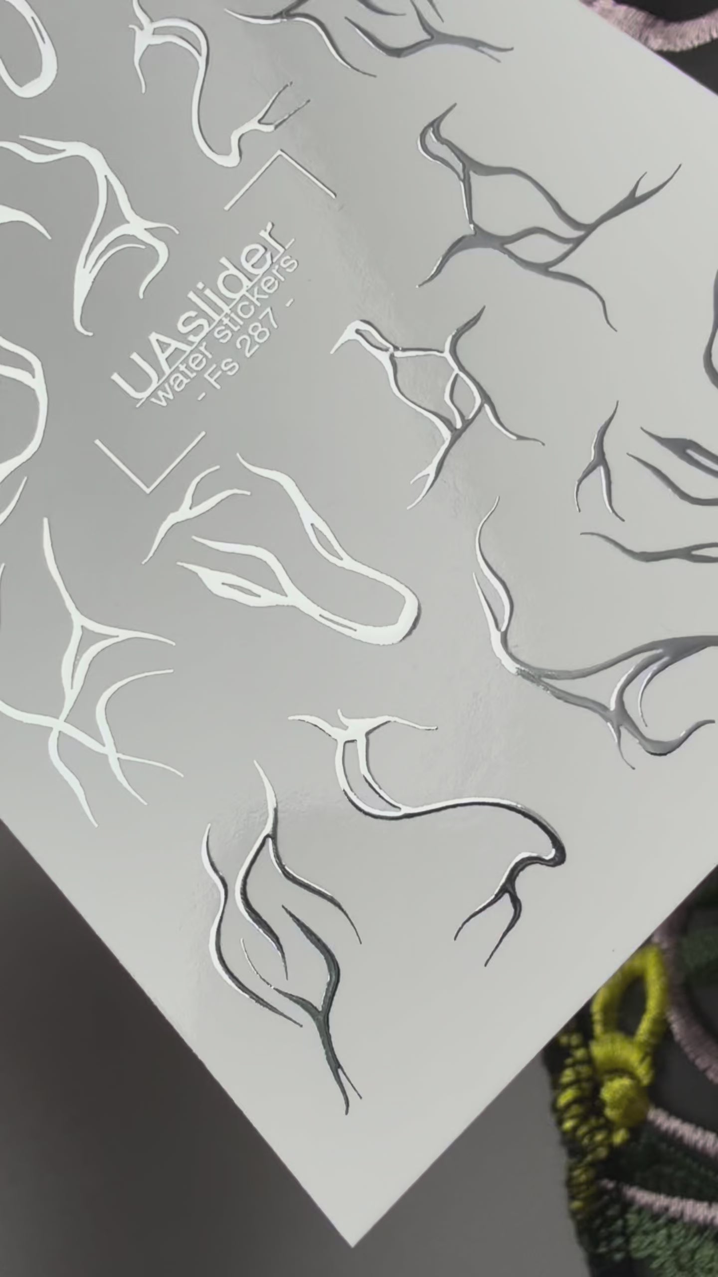 Branch & Leaf Silhouette Nail Decals — Silver Foil | Fs-287