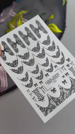 Lace Bow Nail Decals — Black Lace French Tips Corset | 793