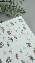 Floral Nail Decals — Cotton & Eucalyptus with Gold Foil | CF-595