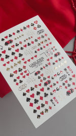 Playing Card Nail Decals — Suits Hearts Spades Gold Foil | CF-813
