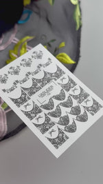 Lace Bow Nail Decals — Black Floral Lace French Tips | 795