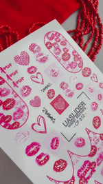 Amor Lips Nail Decals — Kiss Prints & Hearts Gold Foil | CF-812