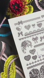 Lace Nail Decals — Black Lace Borders, Bows & Full Nail | 769