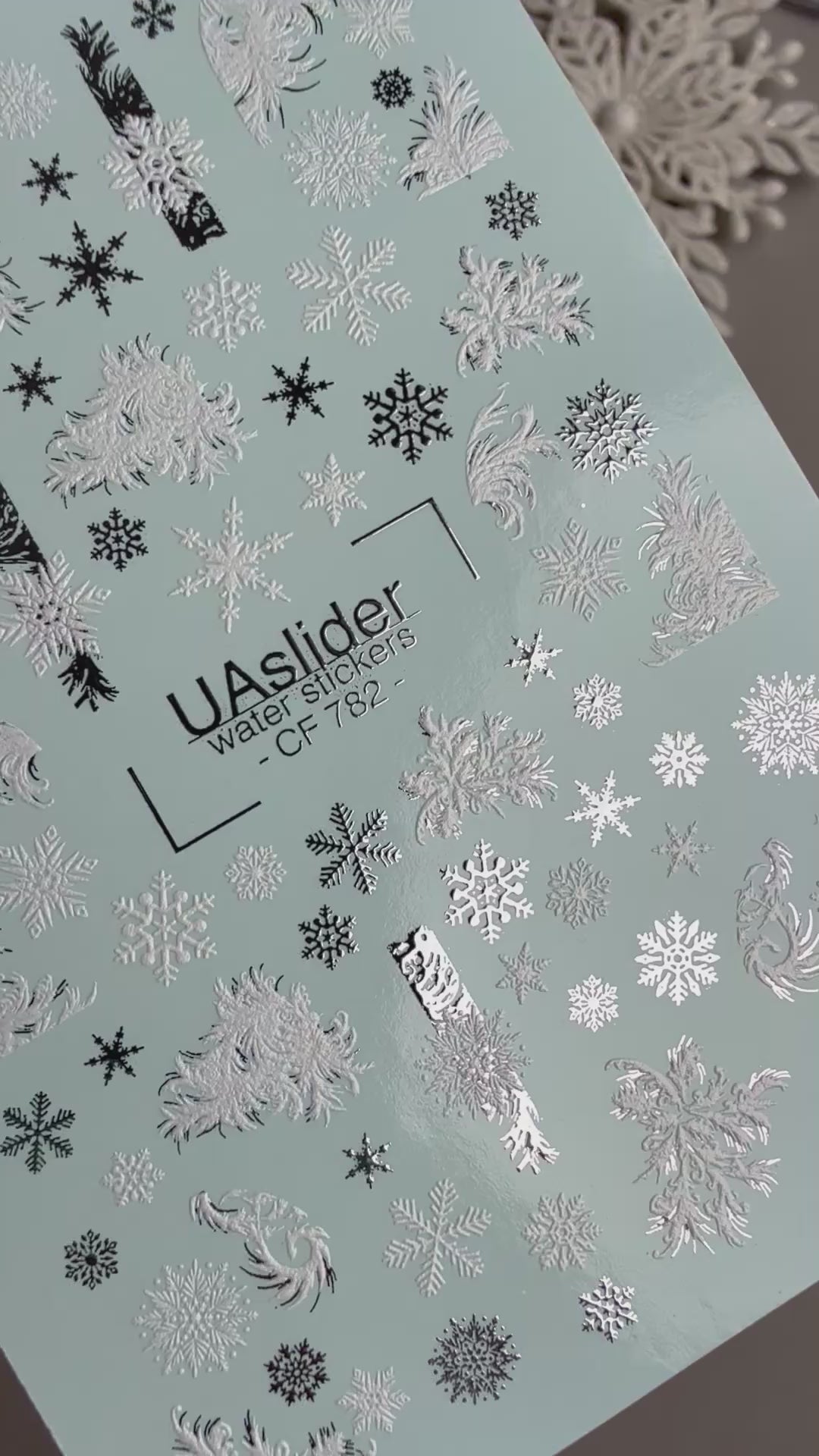 Snowflake & Frost Nail Decals — Silver Foil Winter Art | CF-782