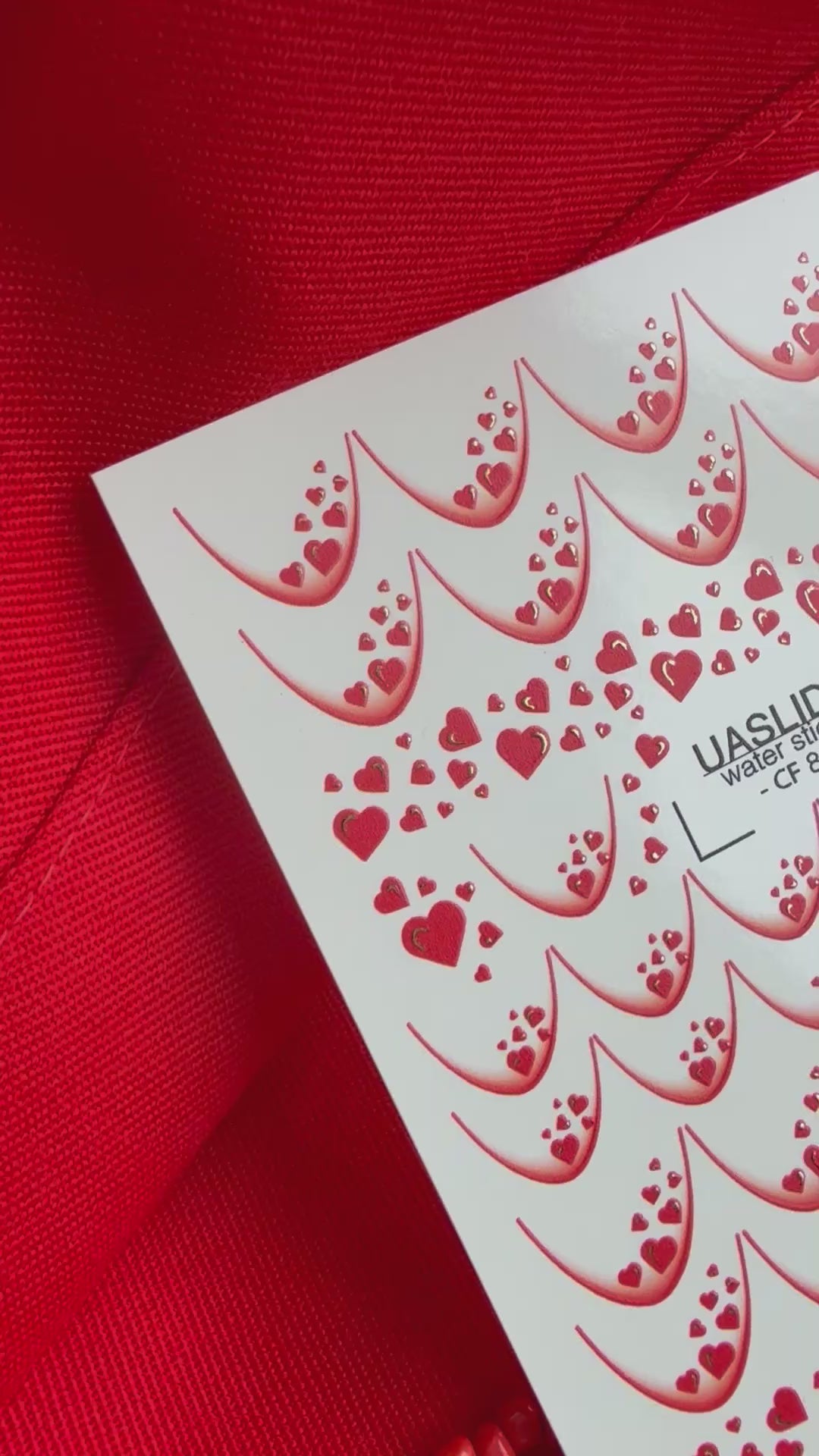 Heart Shower Nail Decals — French Tips with Hearts Gold Foil | CF-811