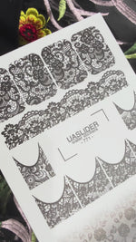 Lace Nail Decals — Black Floral Lace Full Cover & French | 771