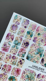 Pastel Floral Pedicure Wraps — Gold Foil | pwg-059