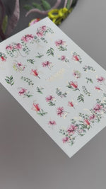 Floral Nail Decals — Pink Flowers, Eucalyptus & Gold Foil Sprigs | CF-829