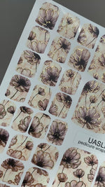 Vintage Mauve Floral Pedicure Wraps — Gold Foil | pwg-055