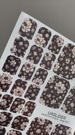 Dark Peony Pedicure Wraps — Ivory & Gold Foil | pwg-057