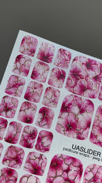 Pink Floral Pedicure Wraps — Gold Foil | pwg-056