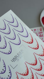 Heart French Tip Nail Decals — Purple Red Silver Foil | CF-802