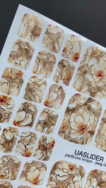Ivory Floral Pedicure Wraps — Warm Beige & Gold Foil | pwg-062