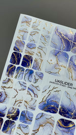 Watercolor Marble Pedicure Wraps — Blue & Gold Foil | pwg-046