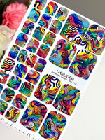 Psychedelic Pedicure Nail Wraps — Colorful Wavy Lines | pw-312 - UASLIDER