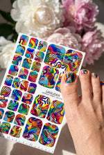 Psychedelic Pedicure Nail Wraps — Colorful Wavy Lines | pw-312 - UASLIDER