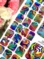 Psychedelic Pedicure Nail Wraps — Colorful Wavy Lines | pw-312 - UASLIDER