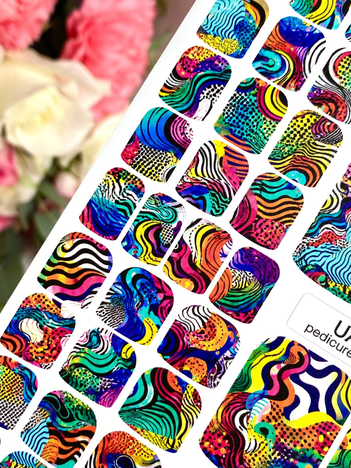 Psychedelic Pedicure Nail Wraps — Colorful Wavy Lines | pw-312 - UASLIDER