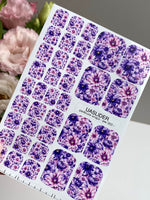 Purple Floral Pedicure Wraps — Pink & Violet Flowers | pw-350 - UASLIDER