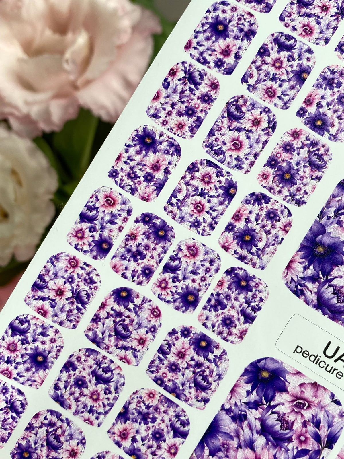 Purple Floral Pedicure Wraps — Pink & Violet Flowers | pw-350 - UASLIDER