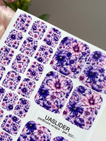 Purple Floral Pedicure Wraps — Pink & Violet Flowers | pw-350 - UASLIDER