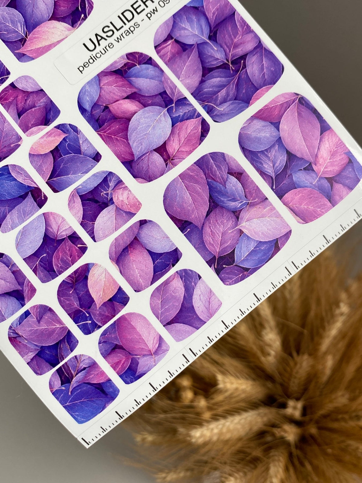 Purple Leaf Pedicure Wraps — Pink & Violet Botanical | pw-098 - UASLIDER