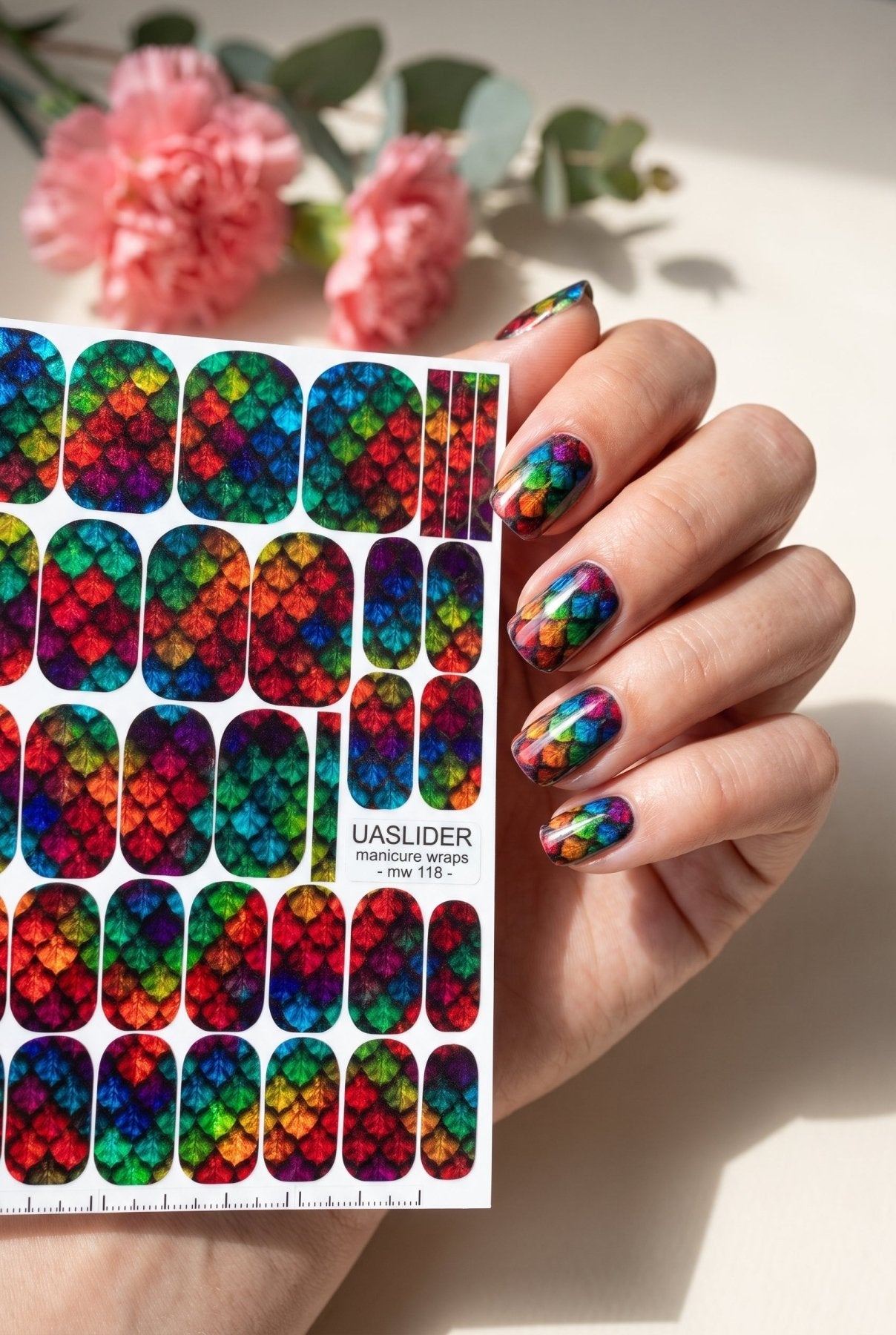Rainbow Floral Manicure Wraps — Textured Petal Pattern | mw-118 - UASLIDER