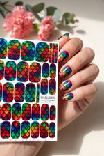Rainbow Floral Manicure Wraps — Textured Petal Pattern | mw-118 - UASLIDER