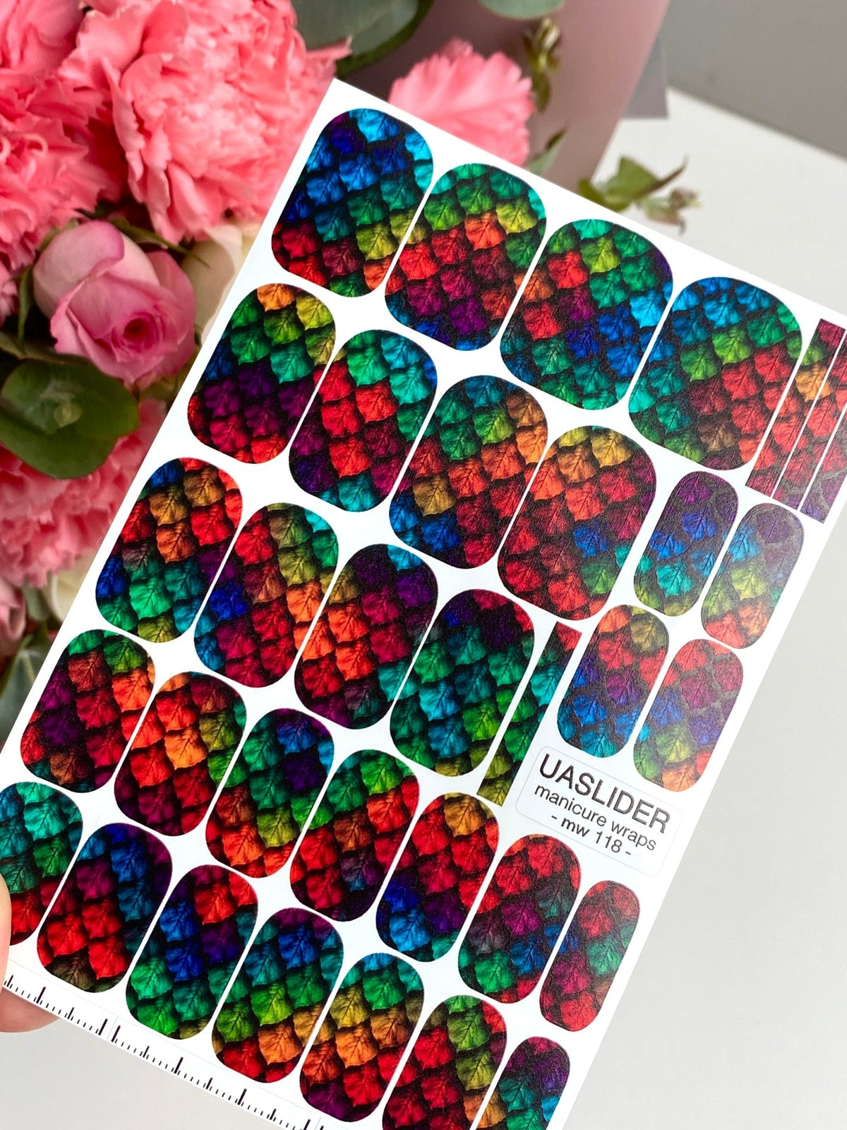 Rainbow Floral Manicure Wraps — Textured Petal Pattern | mw-118 - UASLIDER