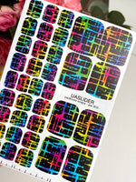 Rainbow Grid Pedicure Wraps — Neon Abstract Pattern | pw-303 - UASLIDER