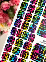 Rainbow Grid Pedicure Wraps — Neon Abstract Pattern | pw-303 - UASLIDER