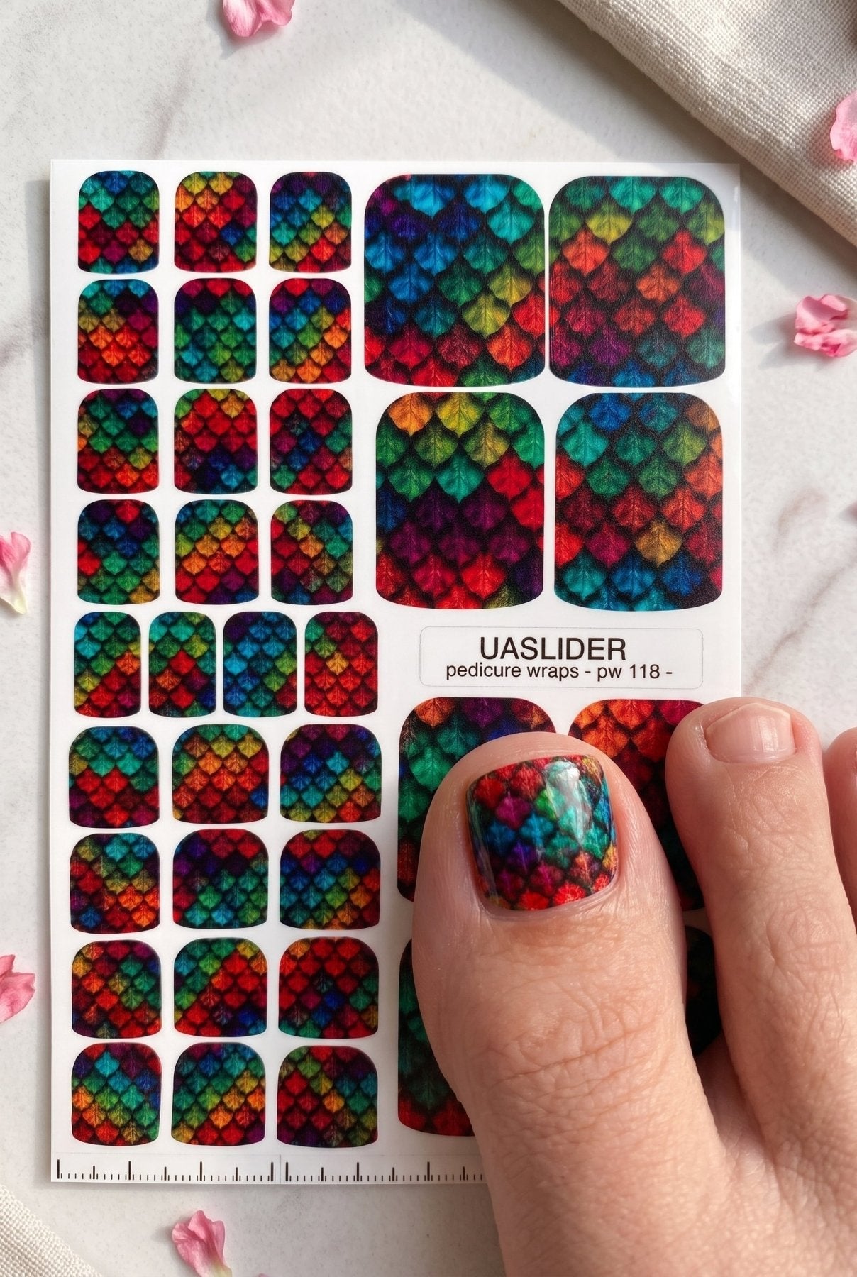 Rainbow Leaf Pedicure Wraps — Colorful Botanical Print | pw-118 - UASLIDER