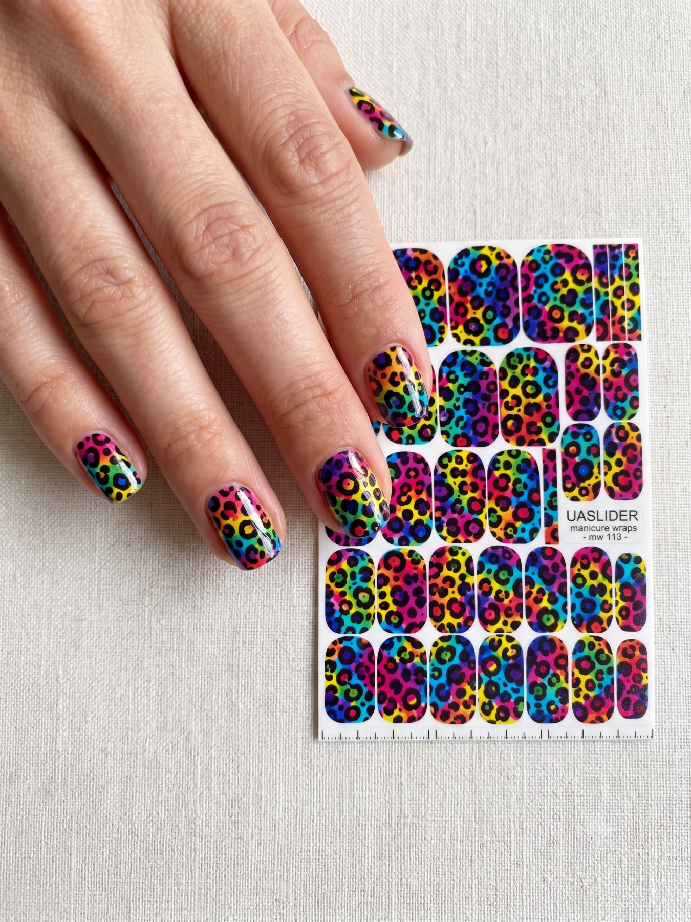 Rainbow Leopard Manicure Nail Wraps — Multicolor Print | mw-113 - UASLIDER