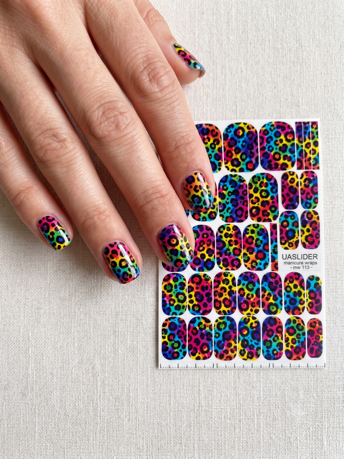 Rainbow Leopard Manicure Nail Wraps — Multicolor Print | mw-113 - UASLIDER
