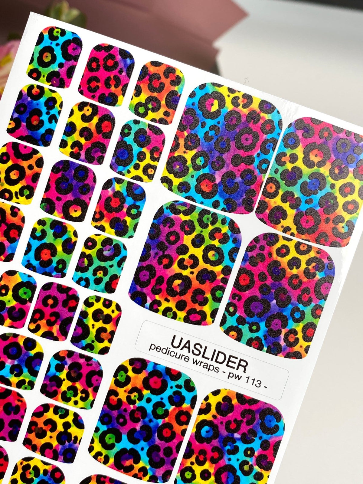 Rainbow Leopard Pedicure Nail Wraps — Black Animal Print | pw-113 - UASLIDER