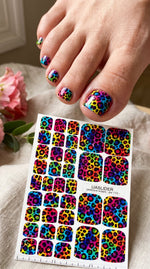 Rainbow Leopard Pedicure Nail Wraps — Black Animal Print | pw-113 - UASLIDER