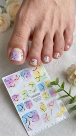 Rainbow Pedicure Nail Wraps — Pastel Marble Gold Foil | mwf-005 - UASLIDER