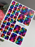 Rainbow Smoke Pedicure Nail Wraps — Neon Colors on Black | pw-375 - UASLIDER