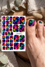 Rainbow Smoke Pedicure Nail Wraps — Neon Colors on Black | pw-375 - UASLIDER