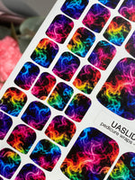 Rainbow Smoke Pedicure Nail Wraps — Neon Colors on Black | pw-375 - UASLIDER